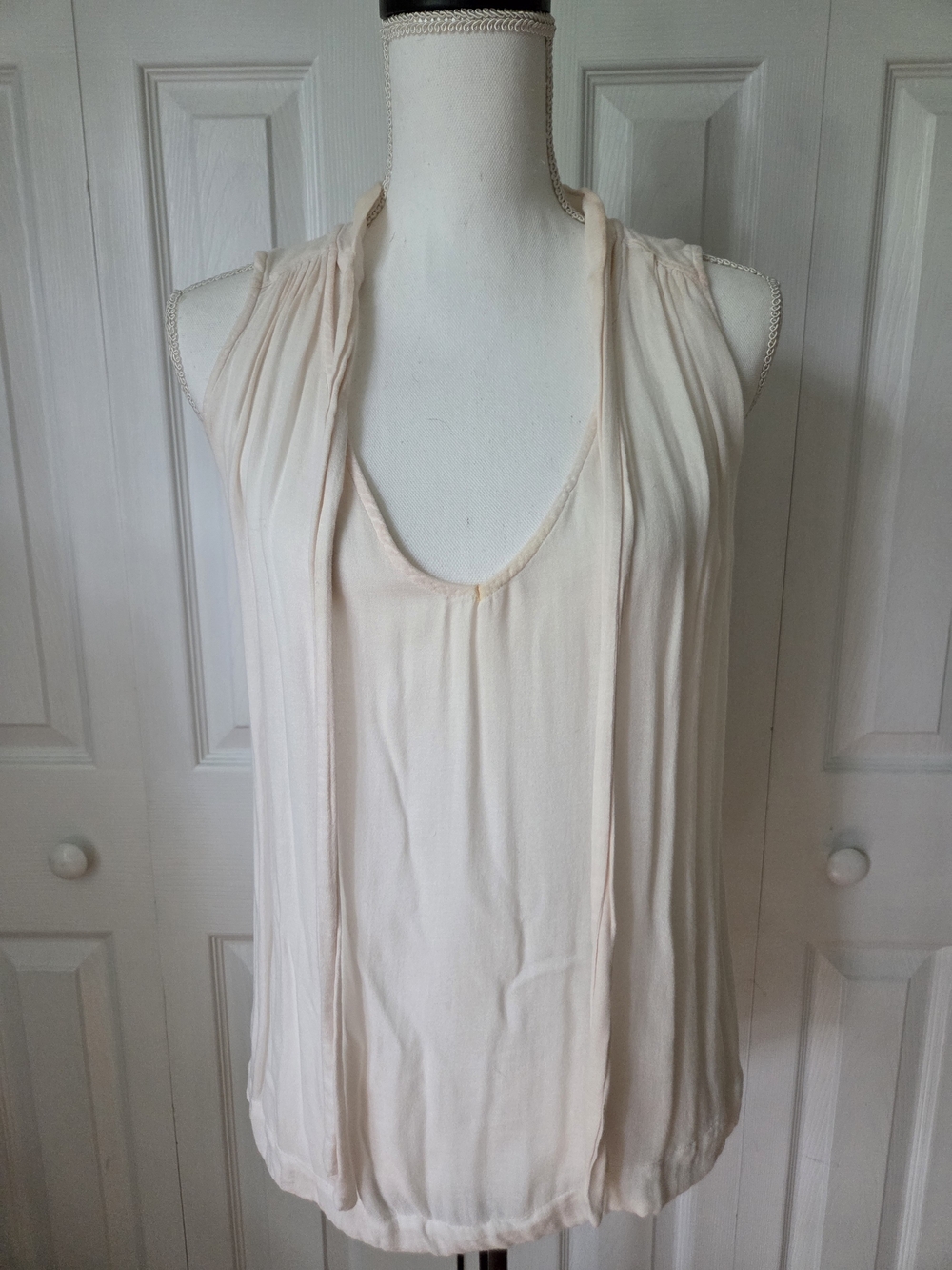 Free People Soft Pink V-Neck Draped Sleeveless Top